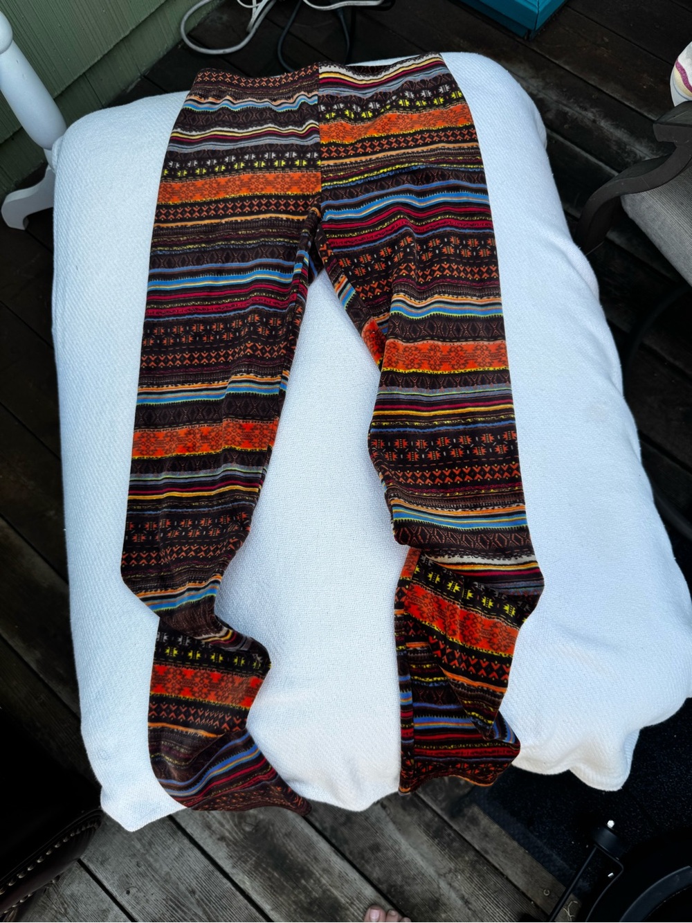 No Boundaries Multicolor Patterned Leggings - Orange, Brown, Blue, Red